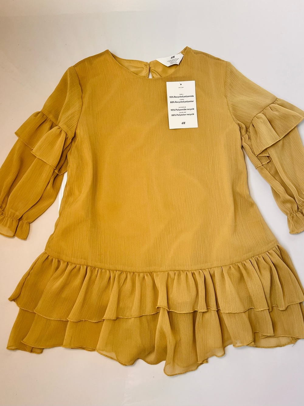 H&M olive green Ruffle-Tiered Girls Dress